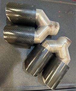 Carbon fiber look exhaust tips, dual exit quad tip 2.5”