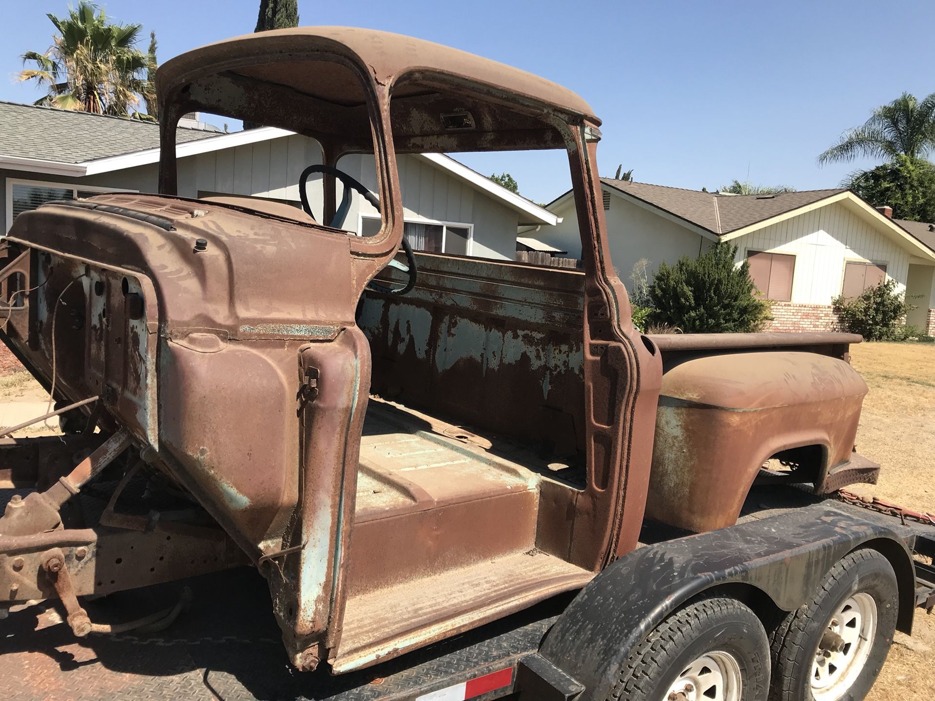 58 GMC big window short bed, looking for parts, doors, interior, seat, and 1955, 55, 1956, 56, 1957, or 57 hood, fenders, & grill.