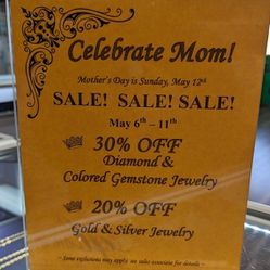 Mother's Day Sale! 20-30% Off! May 6th-11th!