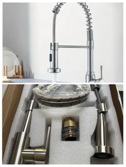 Modern Kitchen Faucet with Pull-Down Sprayer Brushed Nic