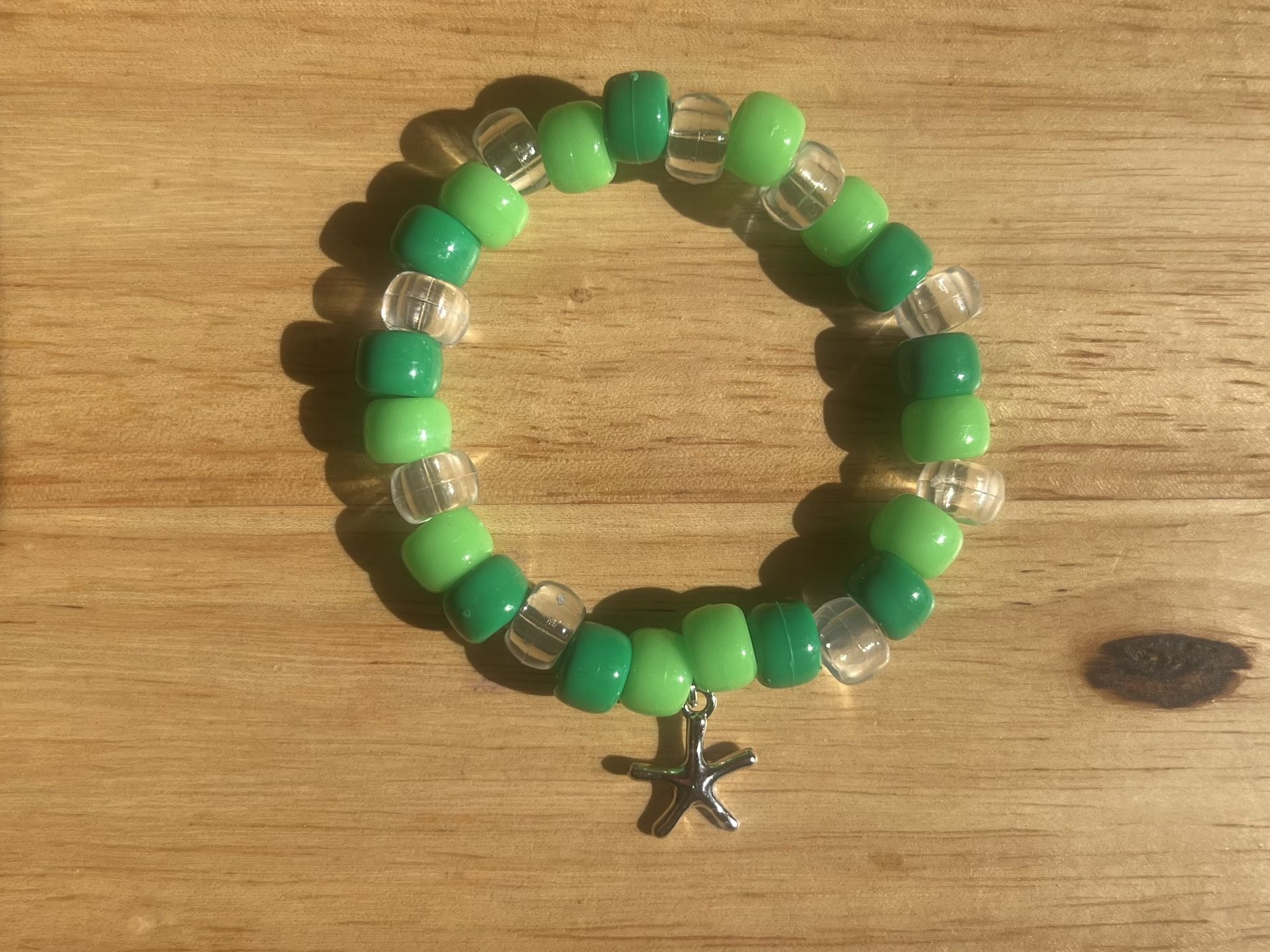Handmade Green Beads Charm Bracelet