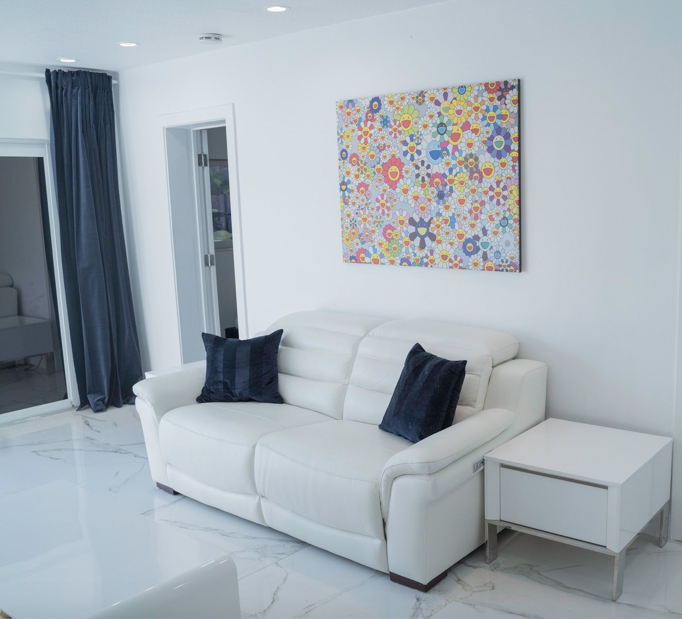 Modern White Leather Sofa