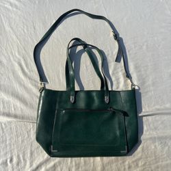Vintage Emerald Green Faux Leather Tote Bag