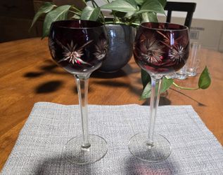 Ruby Red Crystal Wine Glasses