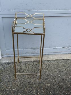 Mirrored Plant Stand End Table