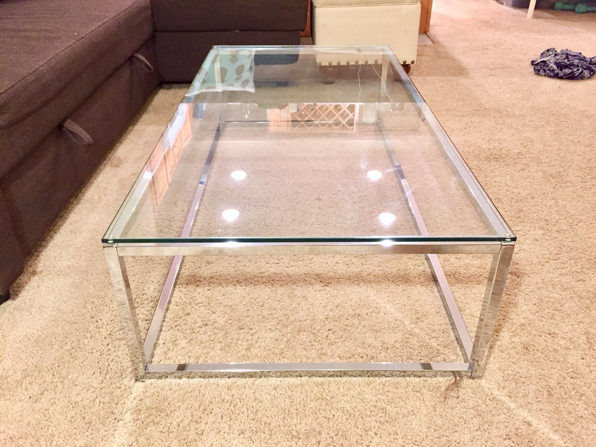 CB2 smart glass top coffee table