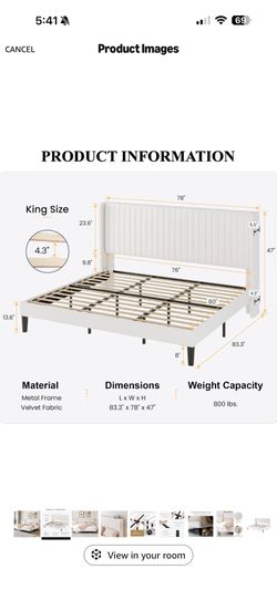 King size bed frame new in box