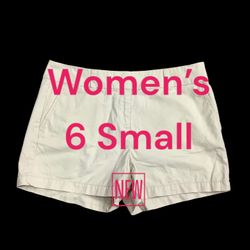 Women's Ann Taylor Loft 6 Small Shorts Chino Khakis Cream Cotton High Rise NWOT