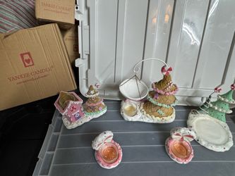 5 Yankee Candle Sugar Plum Village  Houses Trees  Votive Candle/ Tealight Holder
