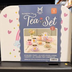 Members Mark 18 Piece Rainbow Tin Tea Set Brand New In Box