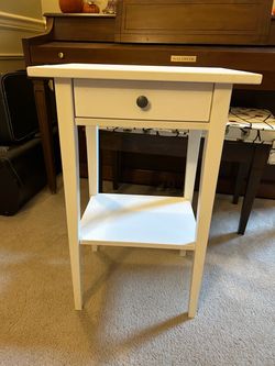 Ikea HEMNES Nightstand, white stain, 18 1/8x13 3/4”, end table, side table, living room, bedroom