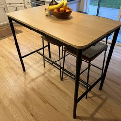 IKEA Bar Table / Kitchen Island – Wood Top + Black Frame  