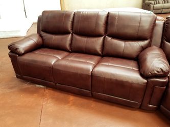 Dark brown shava genuine leather recliner sofa or loveseat with cup holder