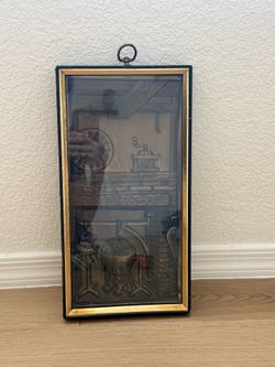 Vintage Early American 3D Fireplace Wall Art Shadow Box