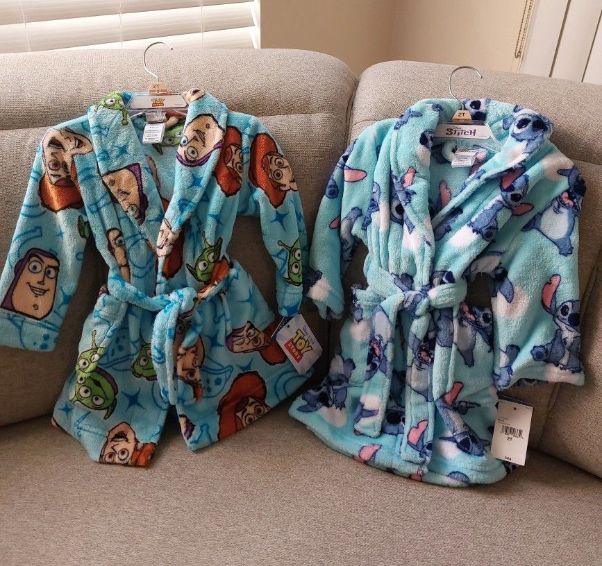 DISNEY TODDLER ROBES (STITCH & TOY STORY) Sz 2T
