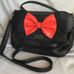 Disney  Loungefly Handbag Black Big Red Bow  Minnie Mouse