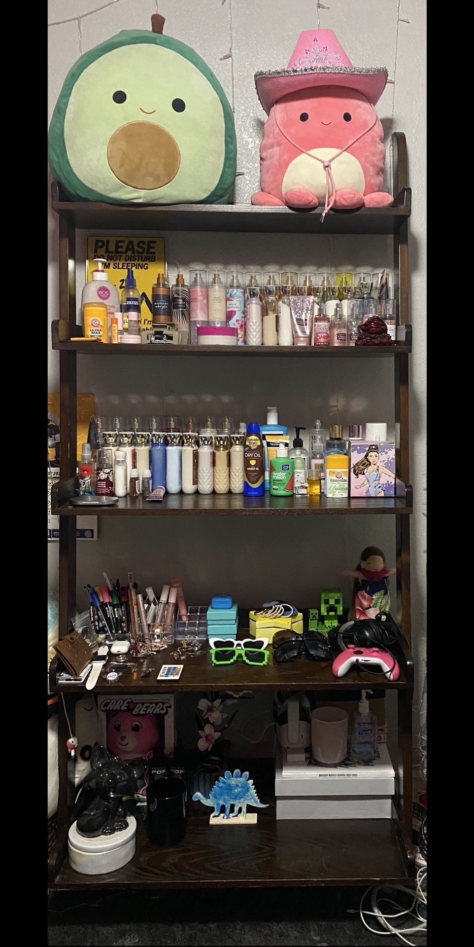 LEANING SHELF WALL SHELF STAND BOOKSHELF ORGANIZER **ONLY SELLING THE SHELF STAND NOT THE THINGS ON IT** OBO