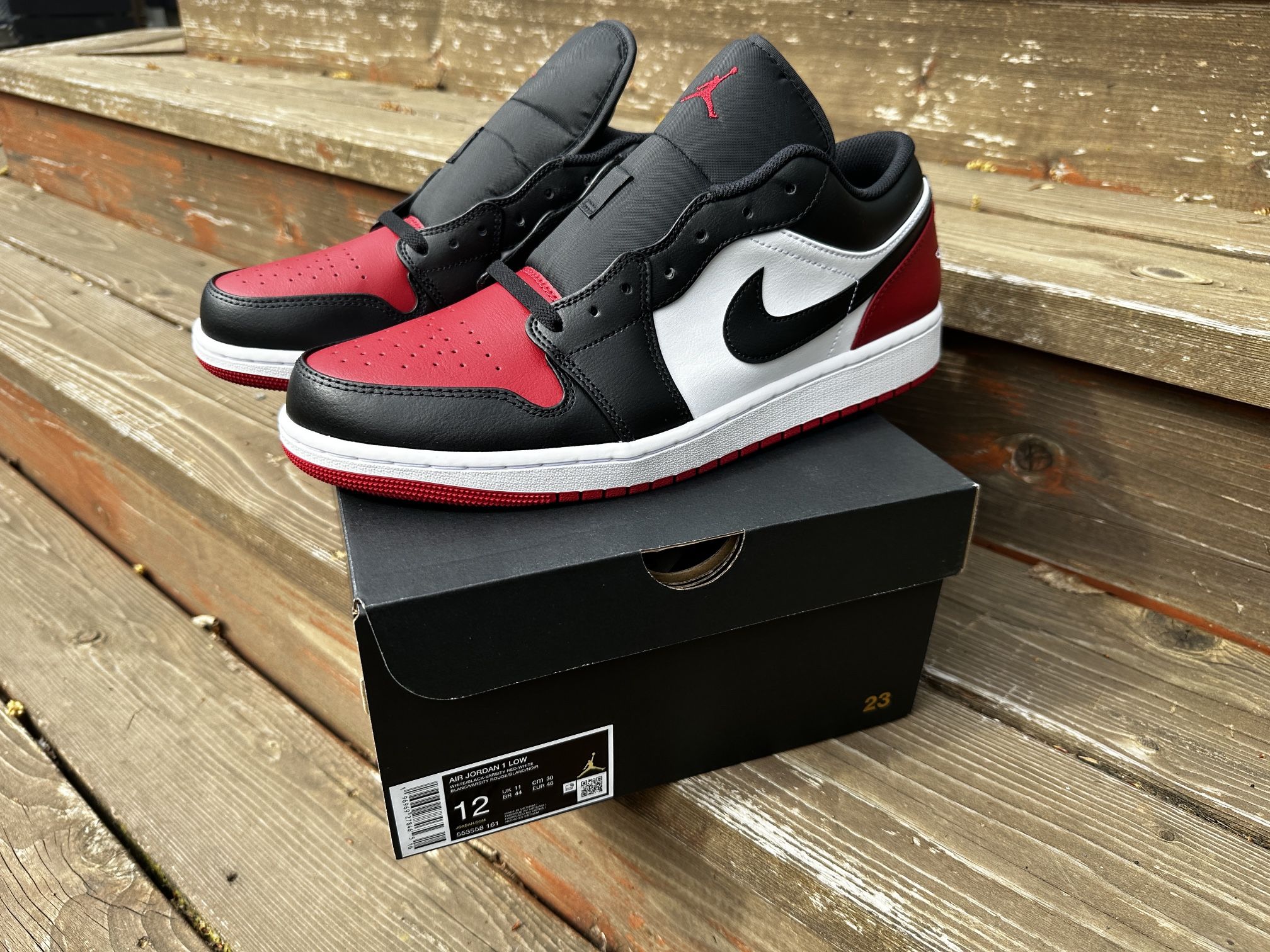 Nike Air Jordan 1 Low White/Black/Varsity Red Size 12