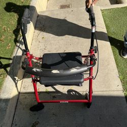 Drive Medical Rollator Walker with Seat – Red – Like New