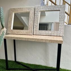 Pier 1 Import Mother Of Pearl Set Console /Entry Table/ Vanity And Two Large Mirrors Ask $400 Or OBO