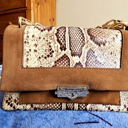 Michael Kors: Cece “snake” Print Leather Shoulder Bag brown/cream/tan.
