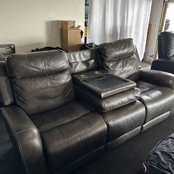 Dark Grey leather couch/recliner