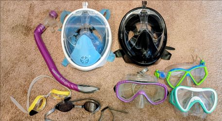 Lot of Swim Goggles + Snorkel+ Masks
