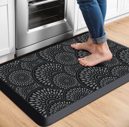 Two Kitchen Mats Waterproof Non-Slip - black/charcoal
