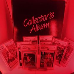NBA HOOPS Collector's Album & 8 Graded Psa Slabs