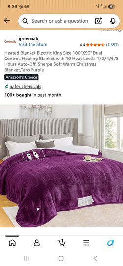Greenoak Electric Heated Blanket King Size Taro Purple