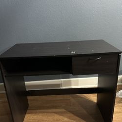 black wooden desk