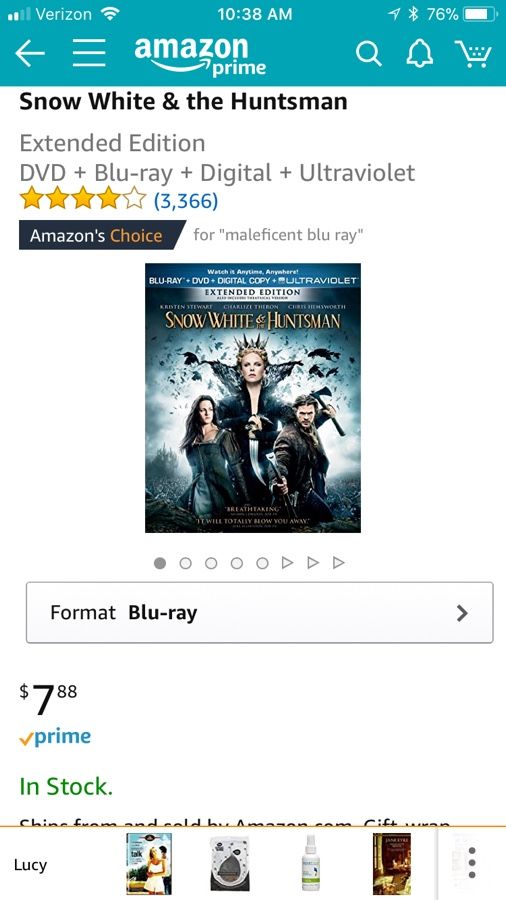 NEW Snow White and the Huntsman Blu-Ray (Sealed)