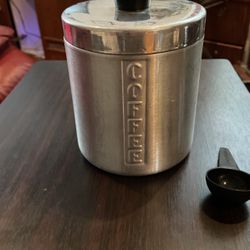 5i Inch Diameter 6 Tall Aluminum Vintage Coffee Container