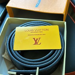Black LV Belt With Black And Gold buckle 