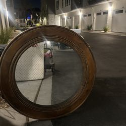 Round Wooden Mirror