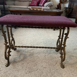 Vintage Wrought Iron Vanity Bench