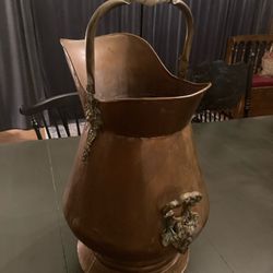 Vintage Brass and Copper Scuttle Bucket 