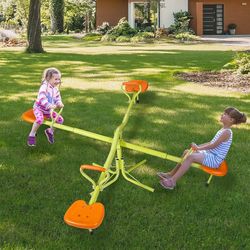 Kids Seesaw Playground Equipment Swivel Teeter Totter with 360 Degree Rotating, Outdoor Fun Play for Kids, Toddlers, Boys, Girls, Children (4 Seats)
