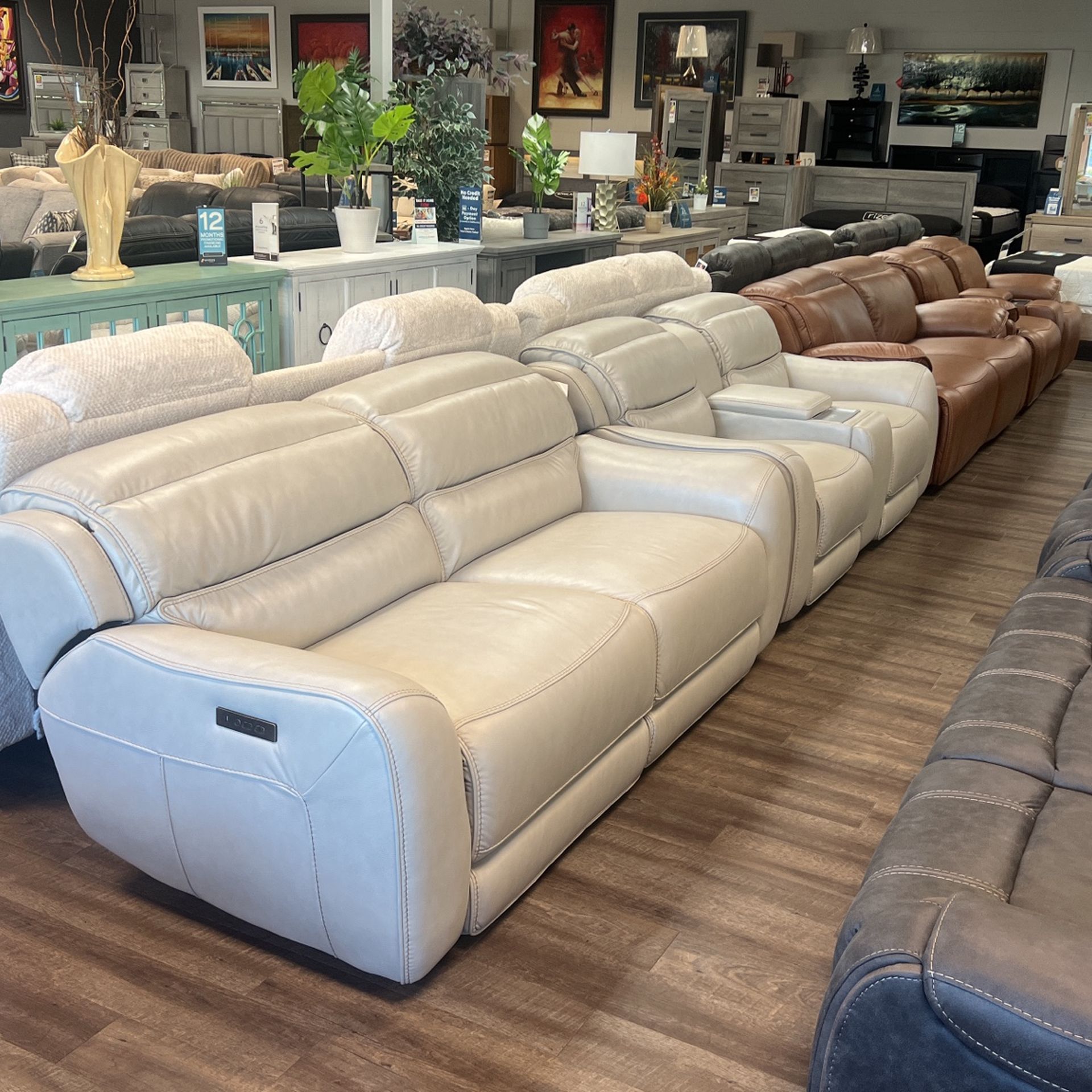 Power Reclining Adjustable Headrest Sofa And Loveseat