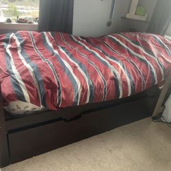 Free - Twin Wood Bed With Storage 