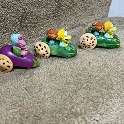 Vintage Fraggle Rock Veggie  Toy Car Wembley 1988 Henson Associates Set Of 5
