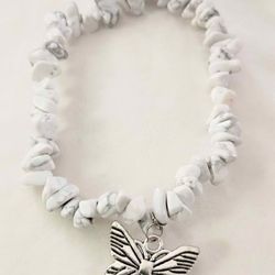 White Turquoise Stretch Beaded Bracelet