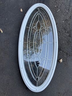 FREE - 2/3 of Oval Decorative Door Glass Insert with Frame (Jeld-Wen Replacement)