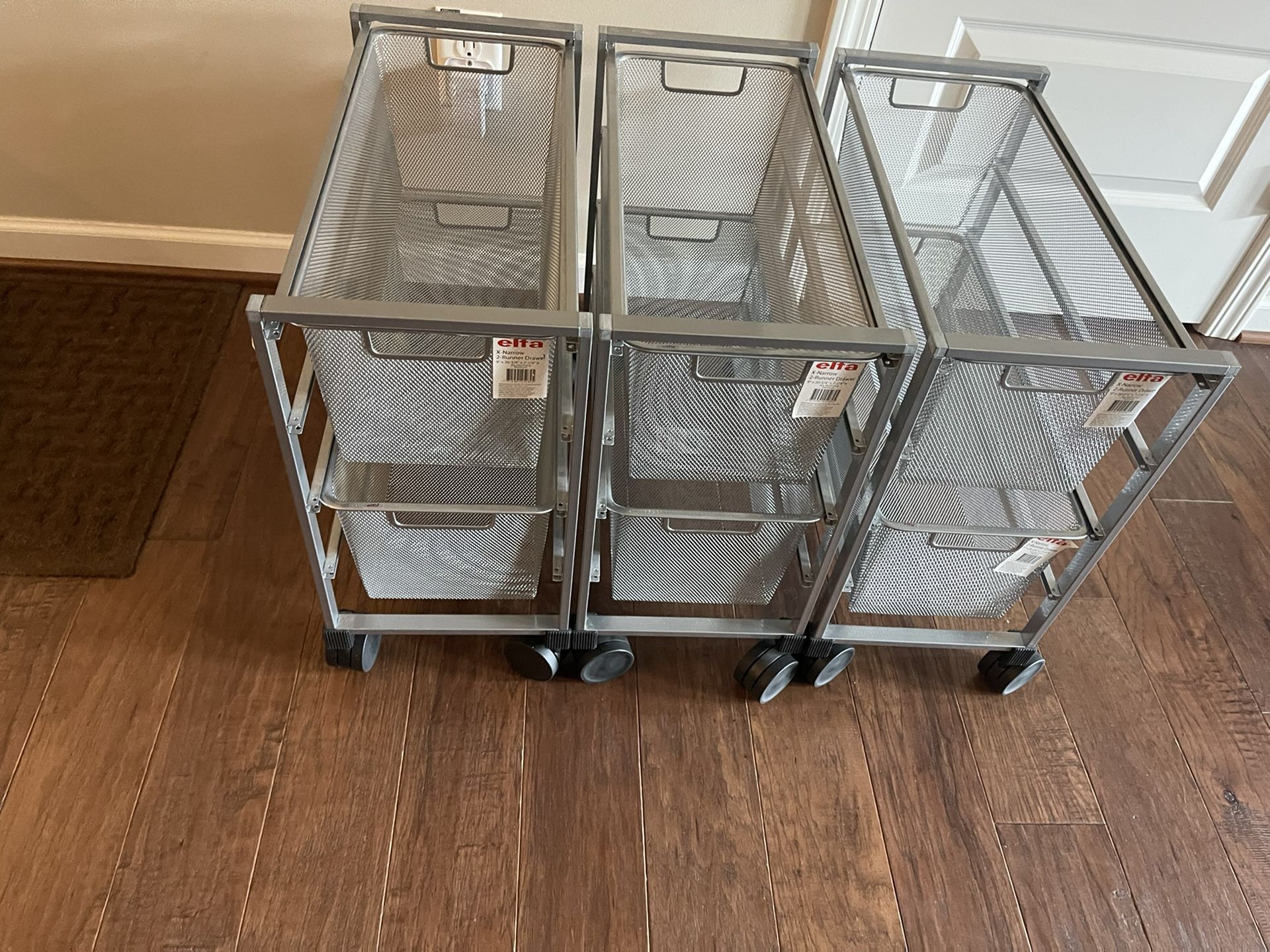 The Container Store Elfa Extra Narrow Rolling Drawer Carts