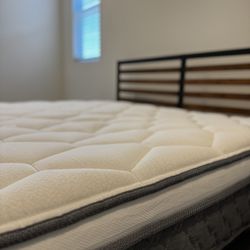 Queen Mattress In Excellent Condition + Bed Frame/Headboard + Nightstand