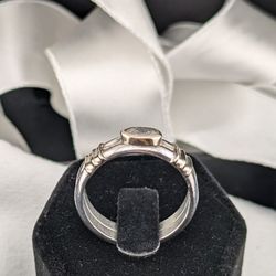 Two Tone Double Solitaire Ring 14k(585) and 925 Sterling Silver SIZE 8