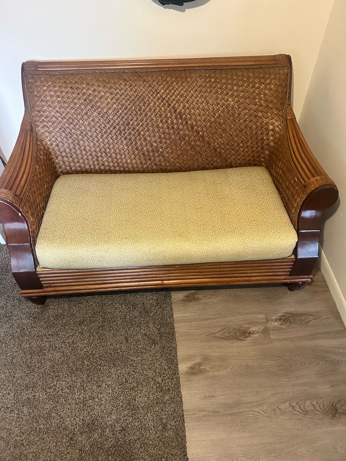 Rattan/Solid wood Coastal Bench