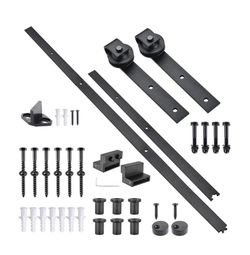 6.6 ft Sliding Barn Door Hardware Kit Aluminum Track Black - Remodeling Needs