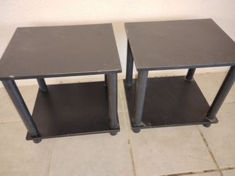 Pair of Modern Black Side Tables with 14 in Tops