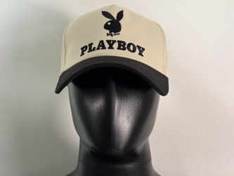 Pacsun Playboy Twill Two-Tone Snapback Baseball Hat Cap (Off White, Black / OSFA)